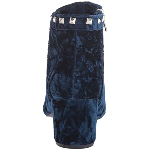 Marine Blue Crushed Velvet Studded Trim Ankle Boot - Picture 4 of 4